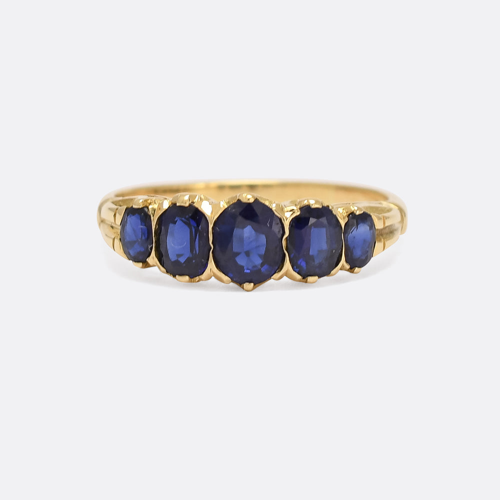 Vintage Sapphire 5-Stone Half Hoop Ring