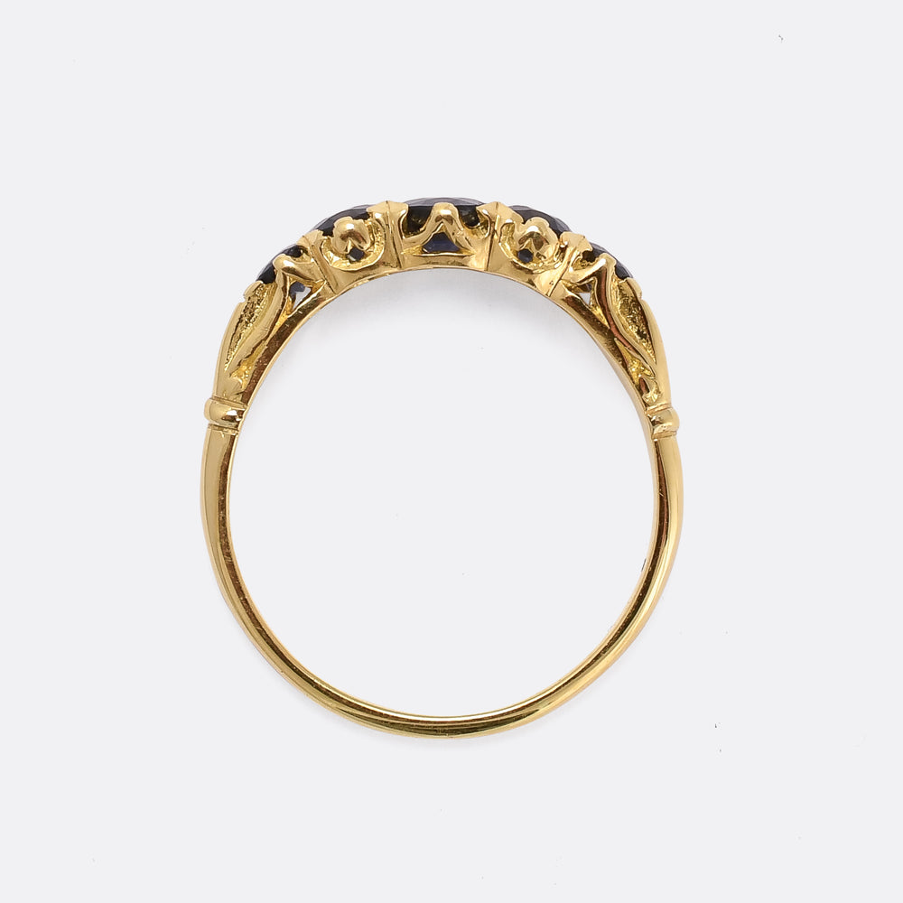 Vintage Sapphire 5-Stone Half Hoop Ring