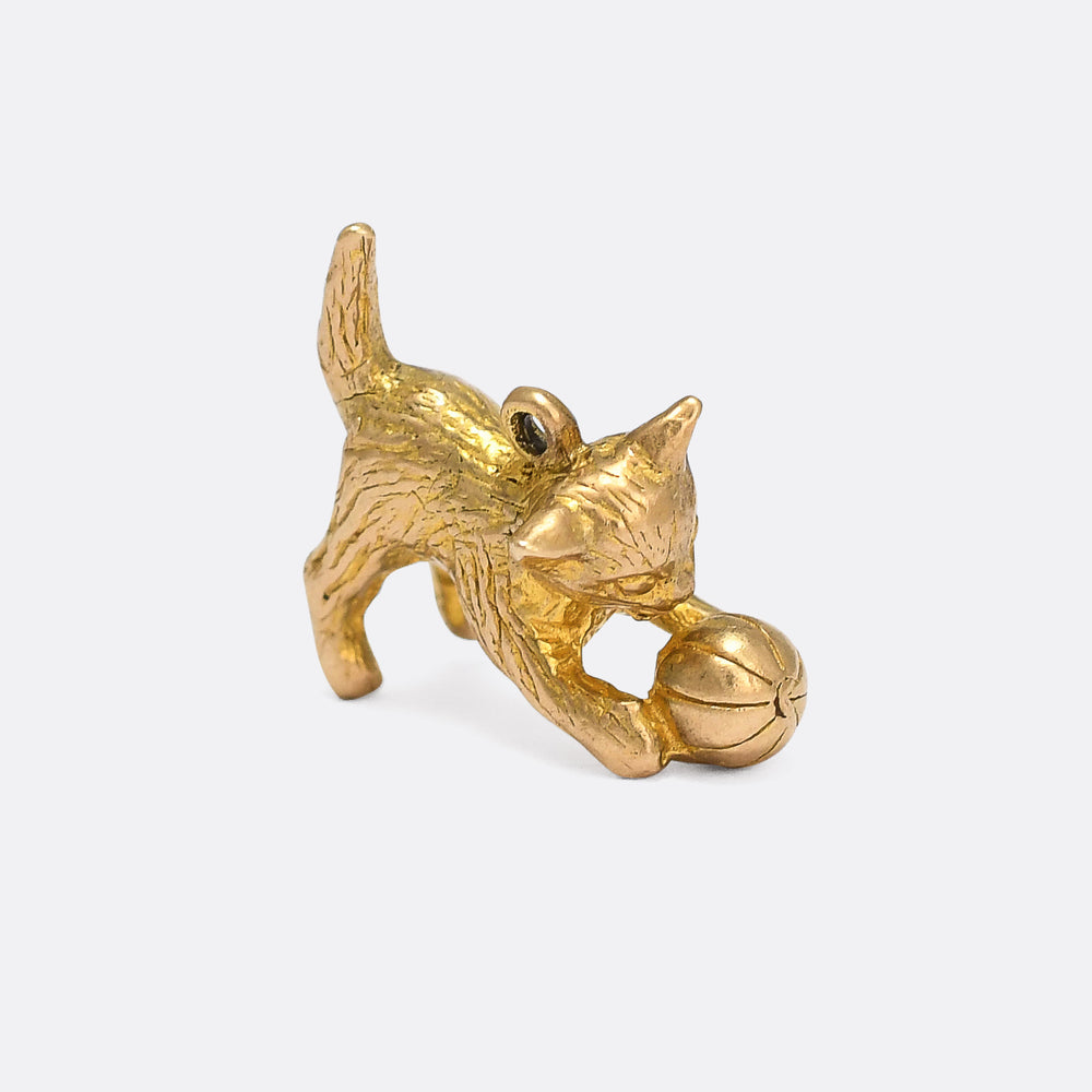 Vintage Solid Gold Kitten Charm