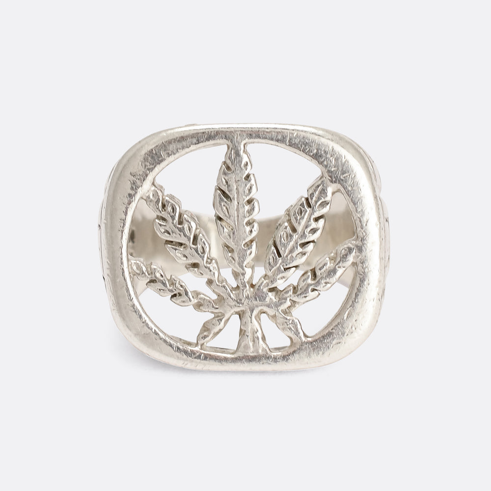Vintage Weed Leaf Signet Ring