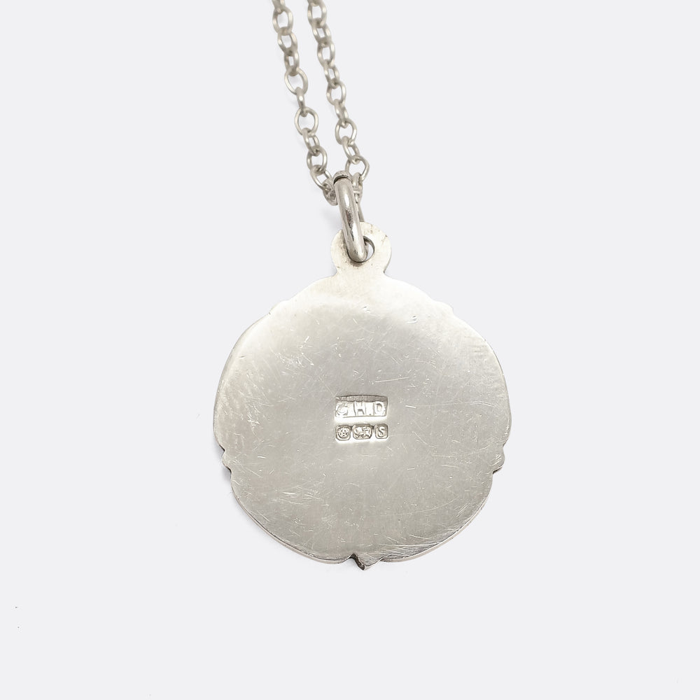 Vintage White Rose of York Pendant