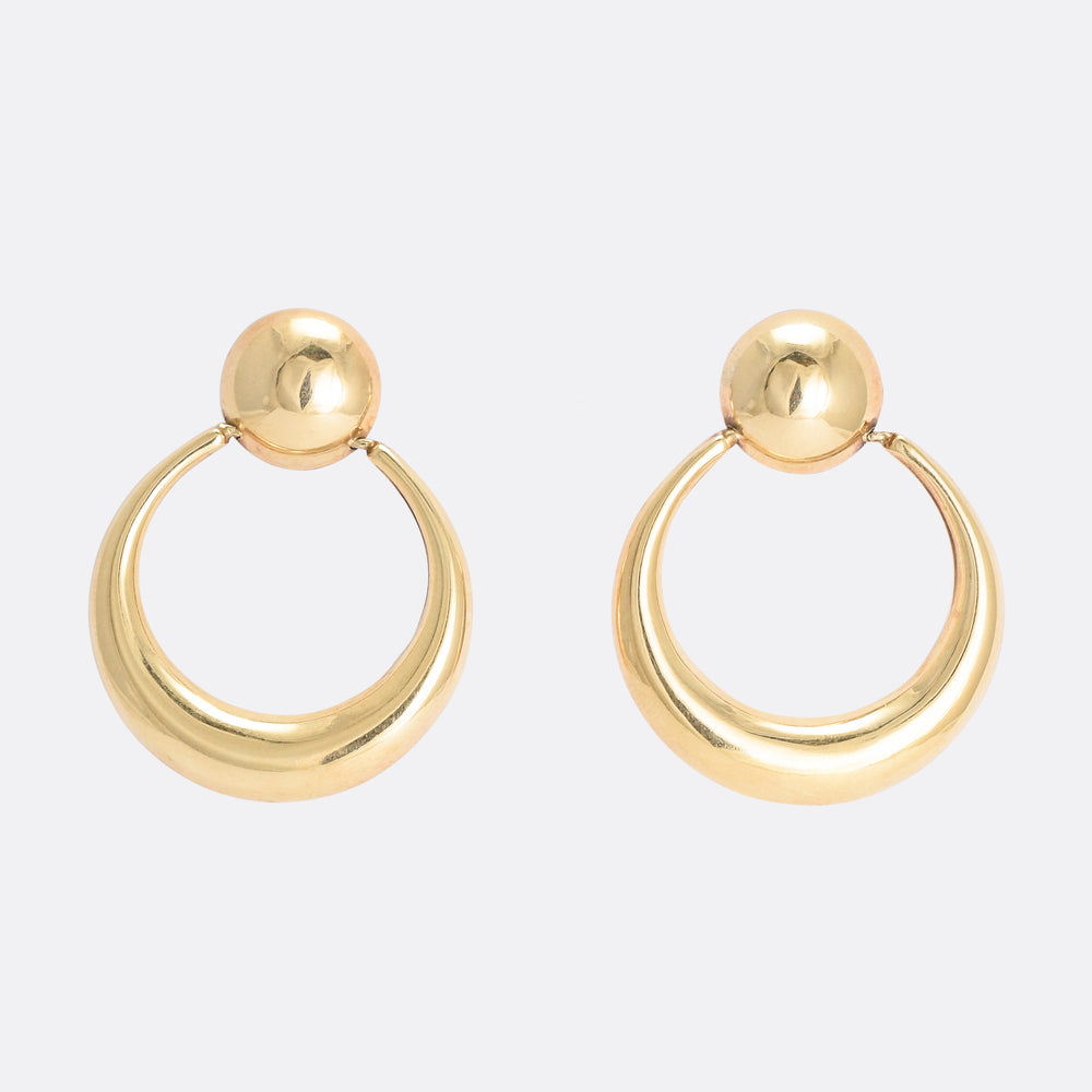 Vintage 1970s Crescent Moon Hoop Earrings