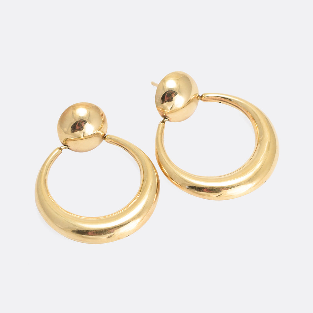 Vintage 1970s Crescent Moon Hoop Earrings