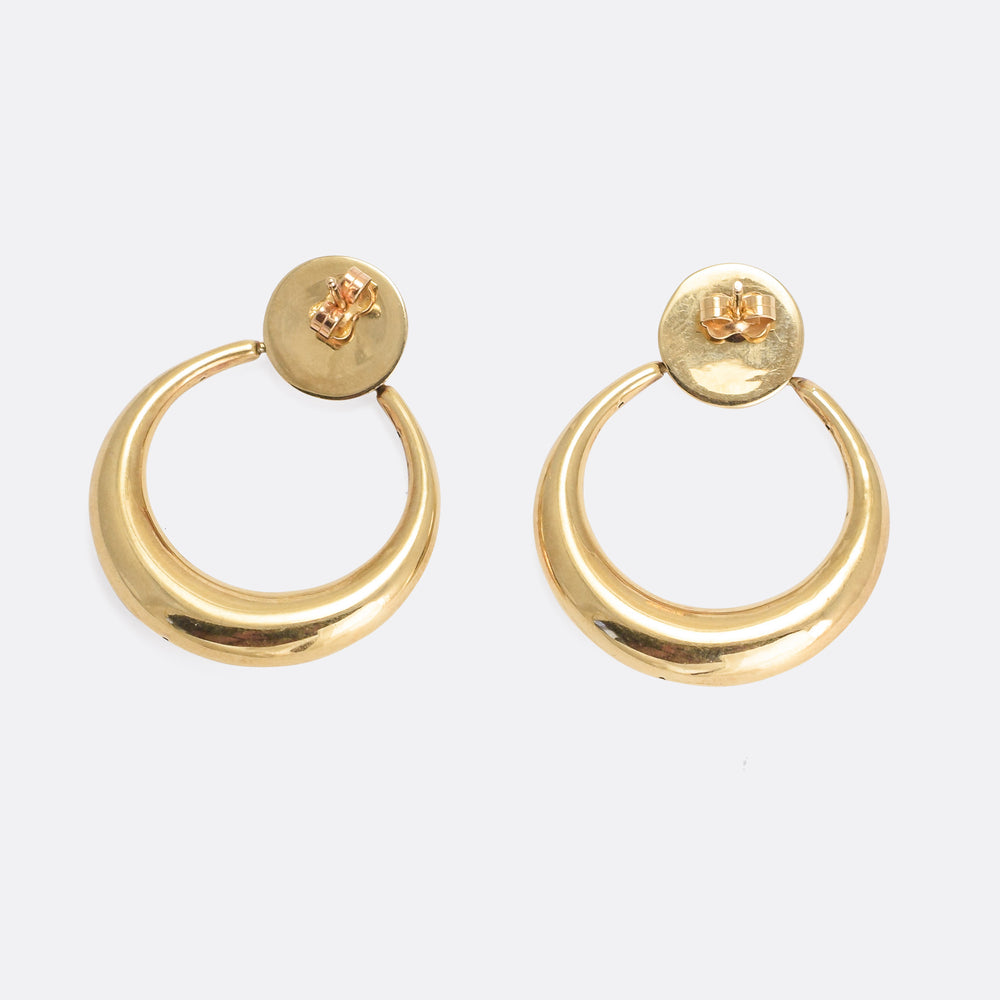 Vintage 1970s Crescent Moon Hoop Earrings