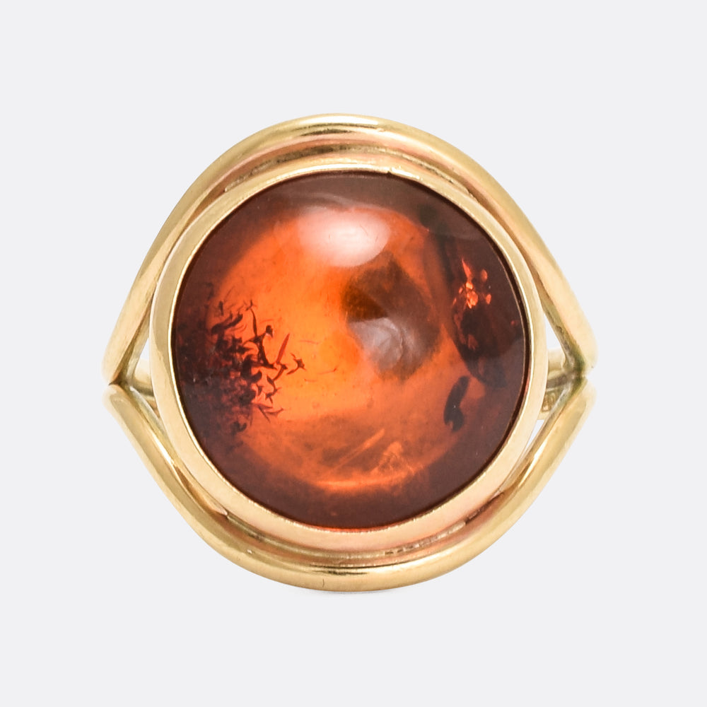 Vintage Amber Cabochon Ring