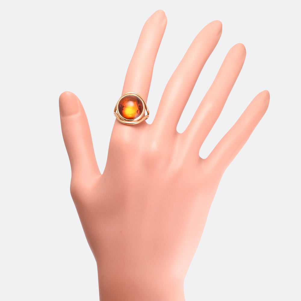 Vintage Amber Cabochon Ring