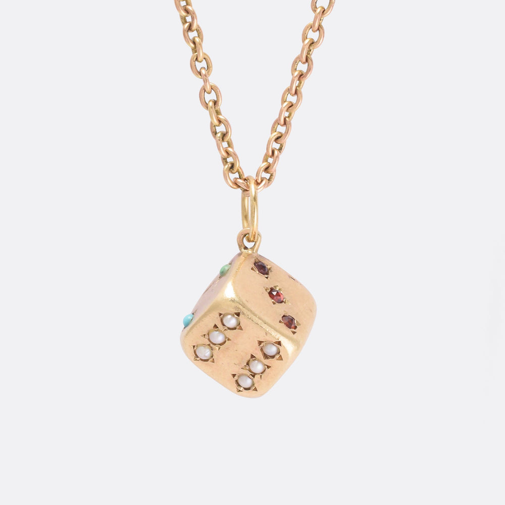Vintage Gemset Dice Pendant