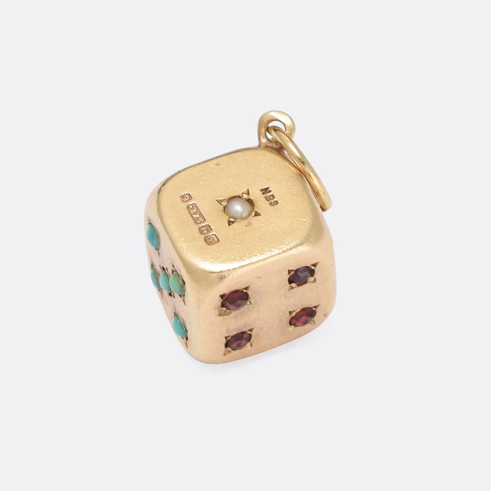 Vintage Gemset Dice Pendant