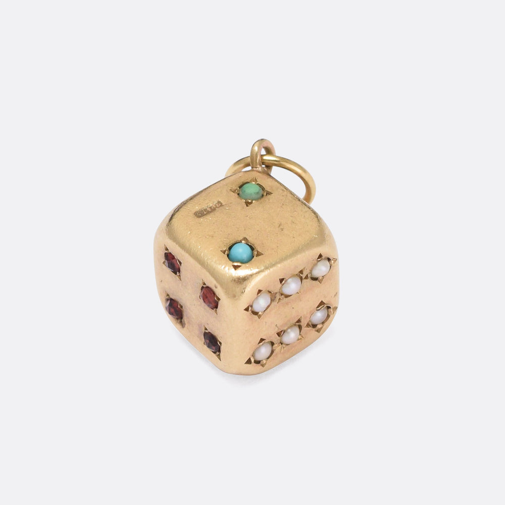 Vintage Gemset Dice Pendant