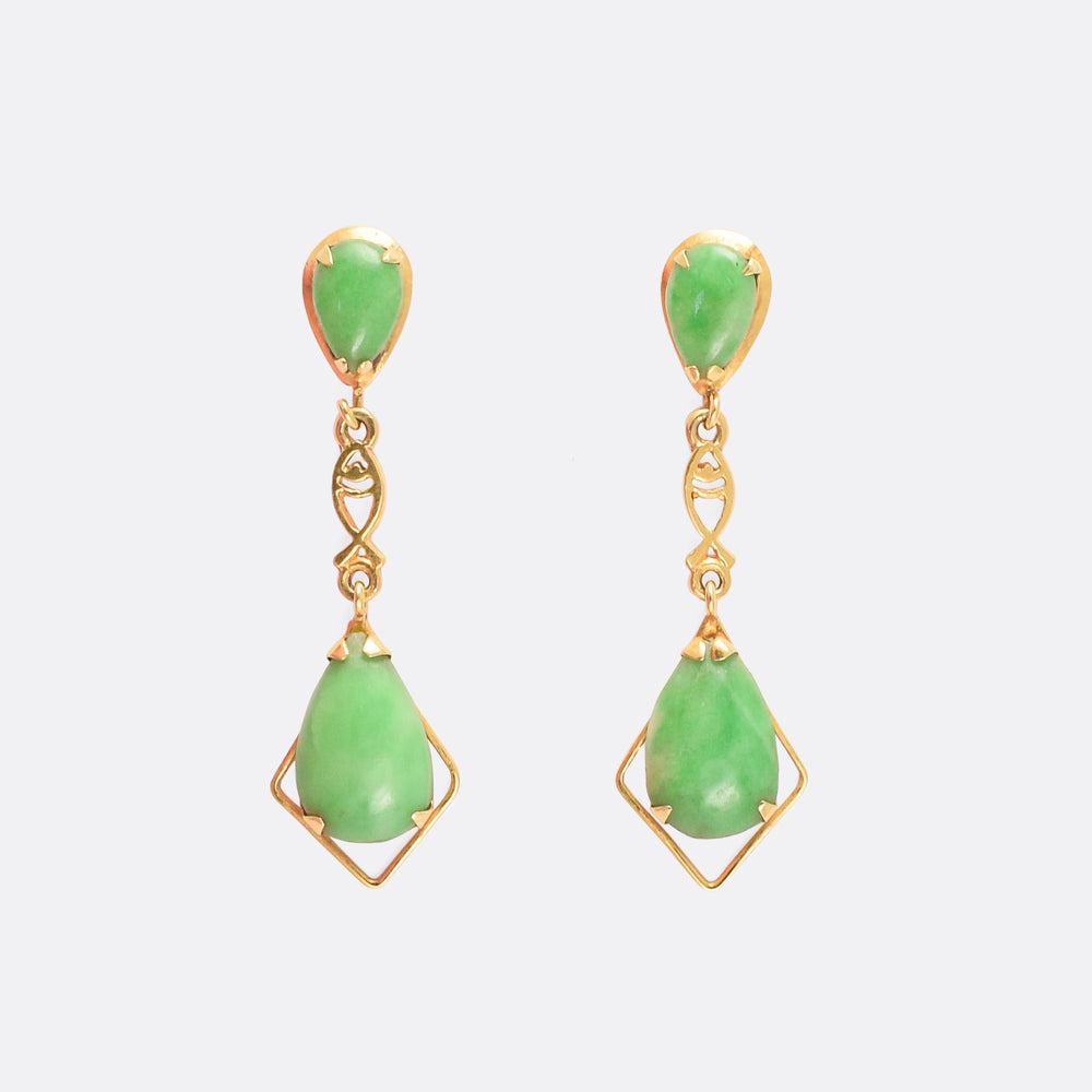 Vintage Jade Drop Earrings