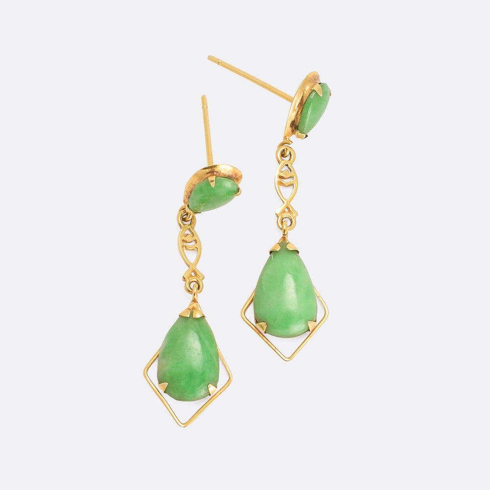 Vintage Jade Drop Earrings
