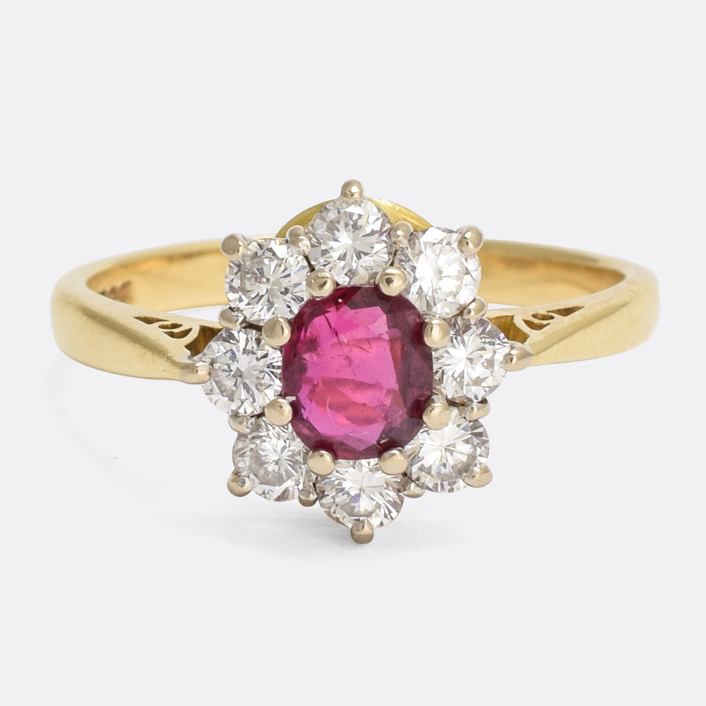 Vintage Ruby & Diamond Cluster Ring