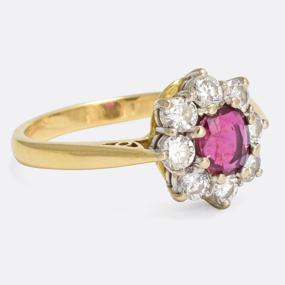 Vintage Ruby & Diamond Cluster Ring