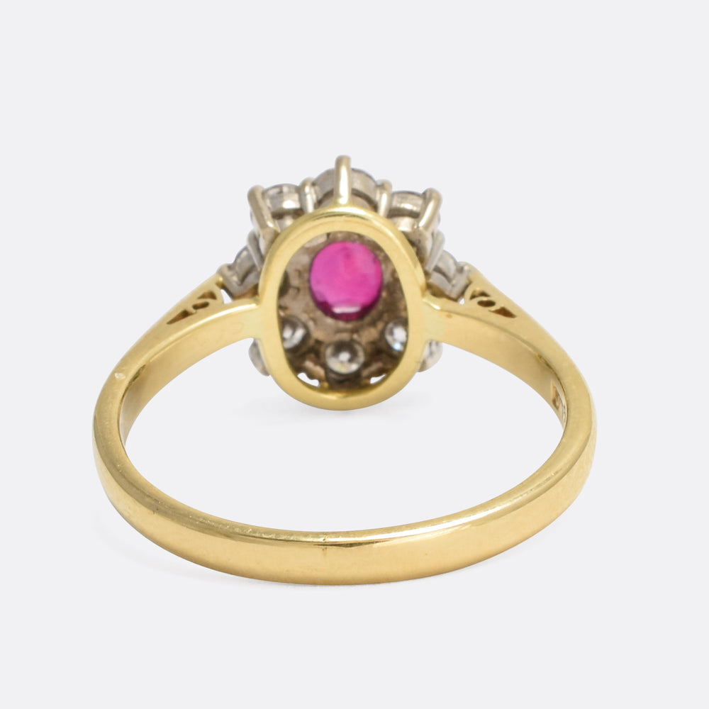 Vintage Ruby & Diamond Cluster Ring