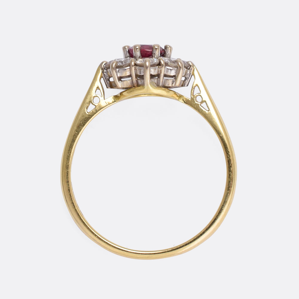 Vintage Ruby & Diamond Cluster Ring