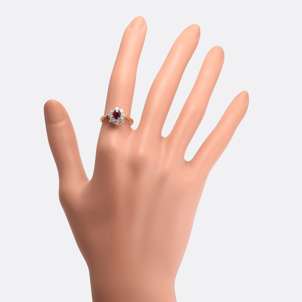 Vintage Ruby & Diamond Cluster Ring