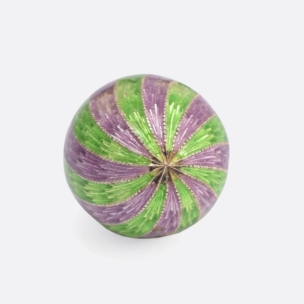 Vintage Spiral Enamel Russian Miniature Egg Pendant