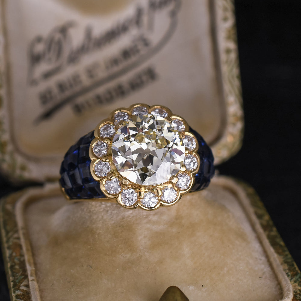 Contemporary 3.14ct Transitional Diamond & Sapphire Flower Cluster Ring