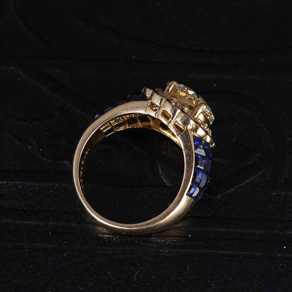 Contemporary 3.14ct Transitional Diamond & Sapphire Flower Cluster Ring
