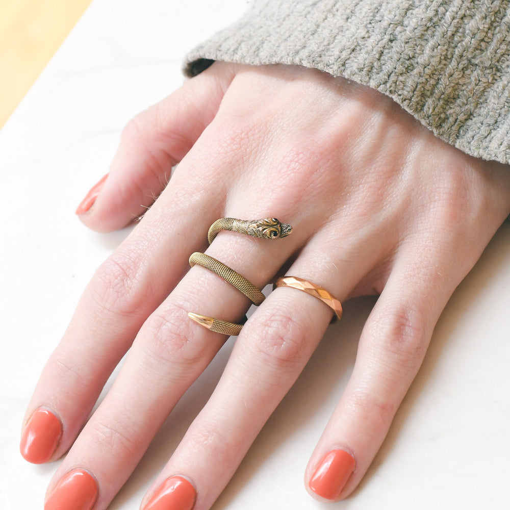 Victorian Gold Mesh Coiled Snake Ring