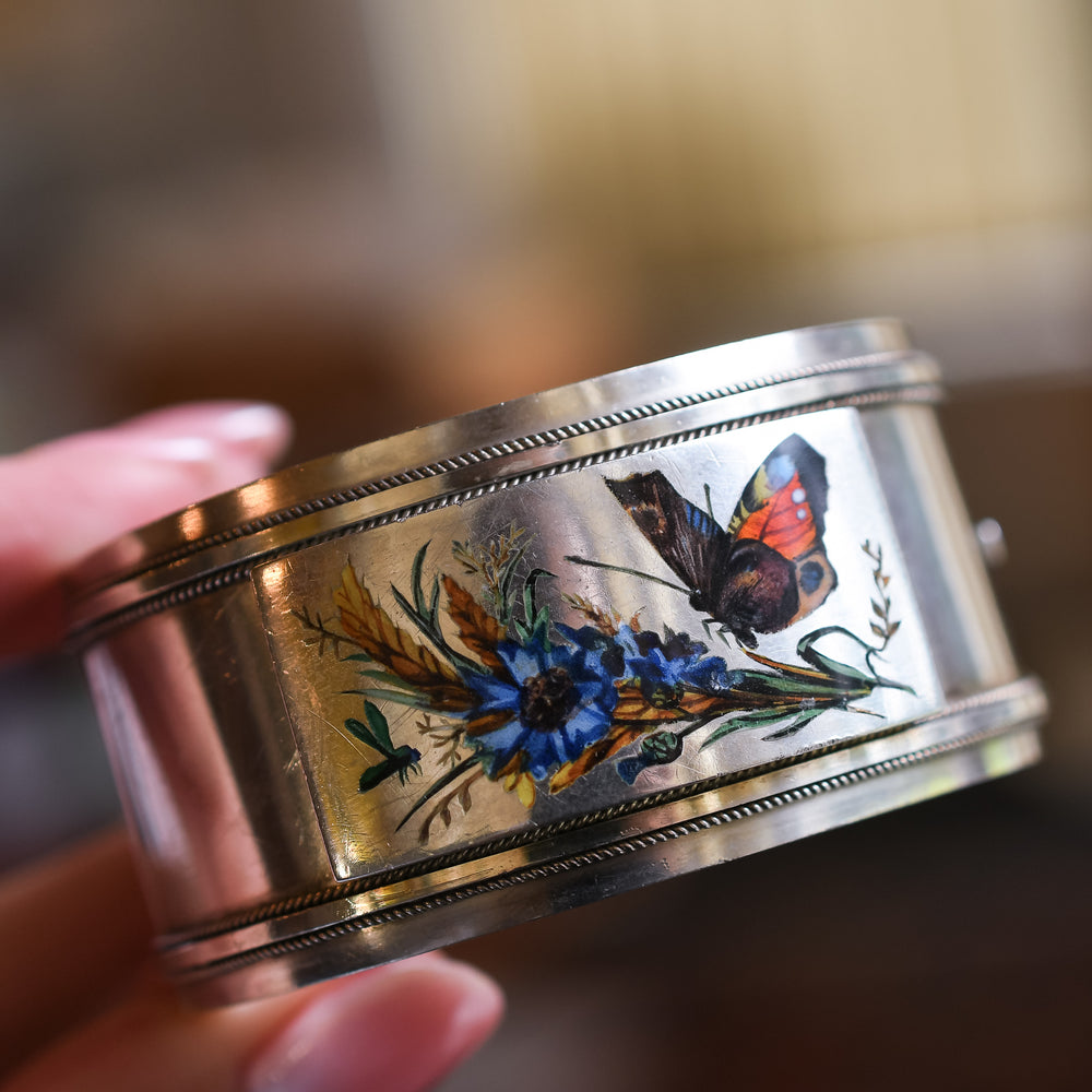 Victorian 'Psyche' Butterfly Silver Cuff Bangle