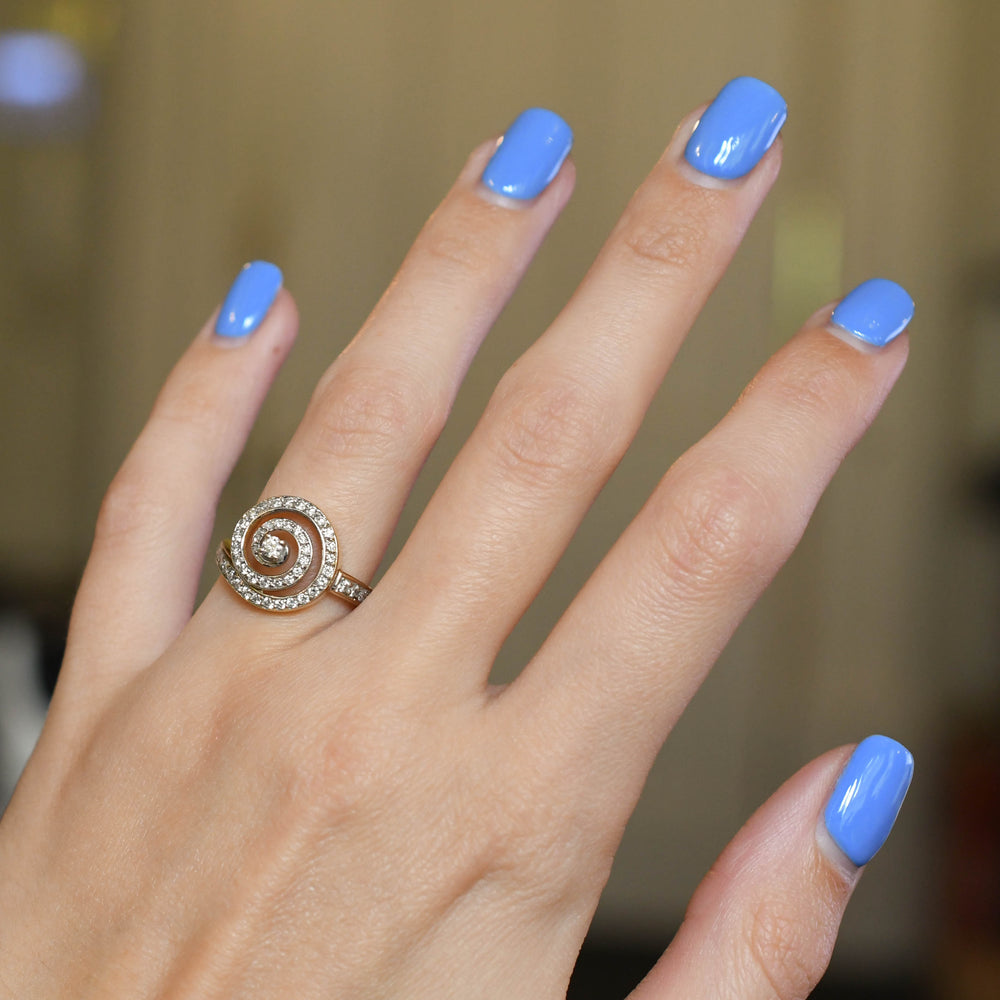 1930's Diamond Swirl Cluster Ring