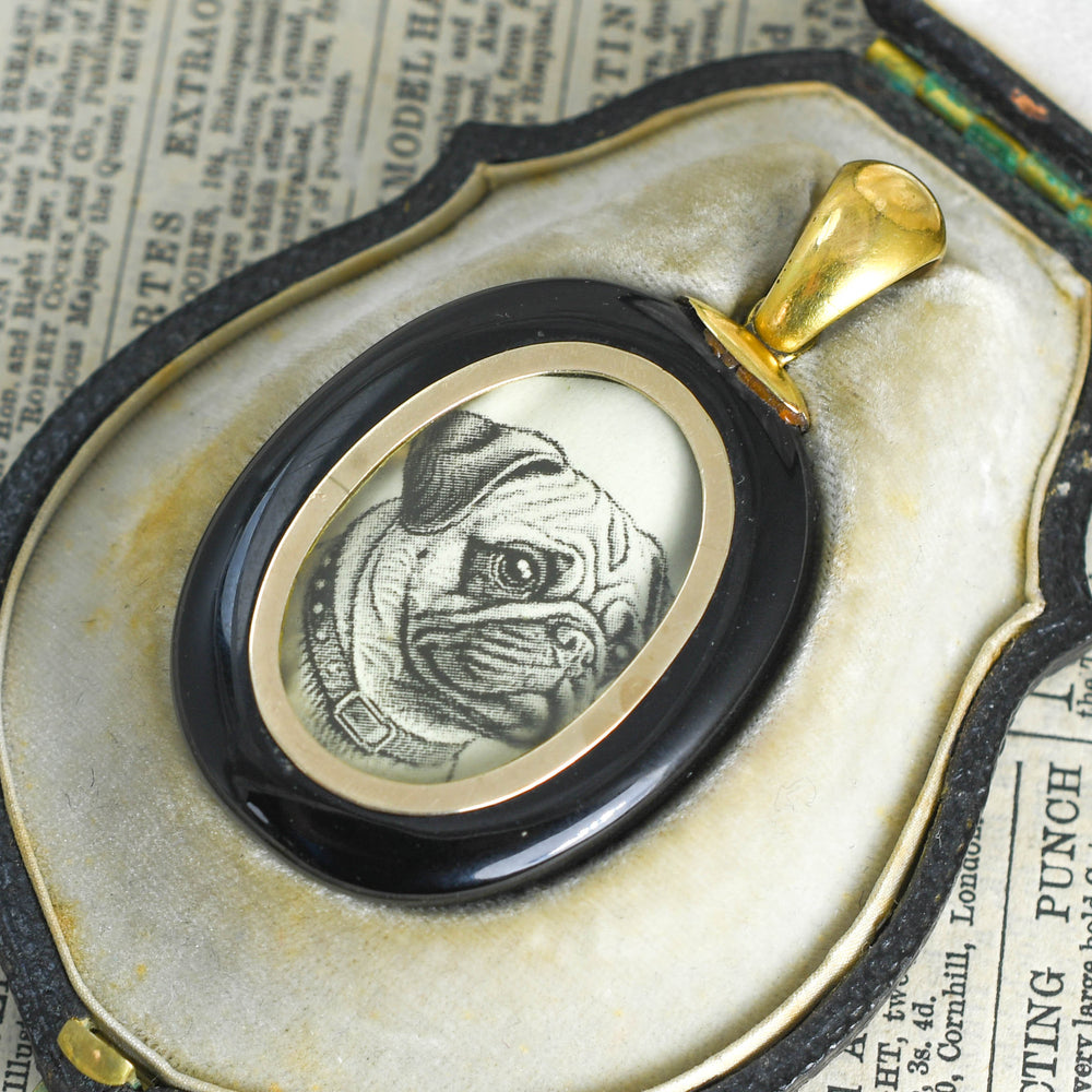 Victorian Pearl Ivy Leaf & Onyx Locket