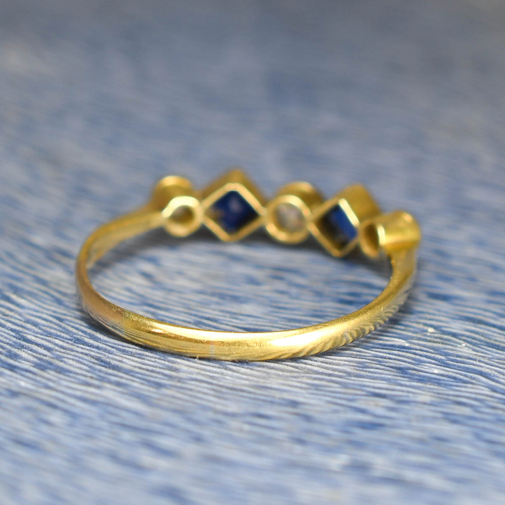 Edwardian Sapphire & Diamond Bezel-Set Ring