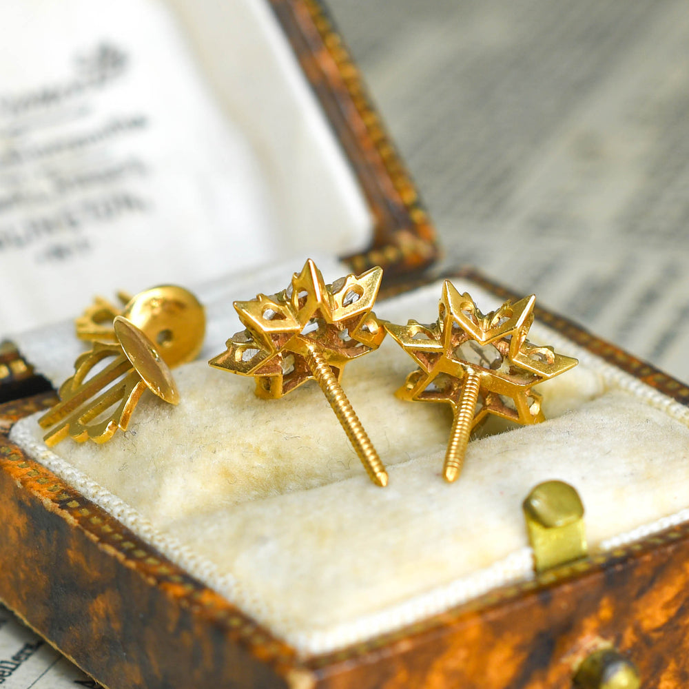 Victorian Rose Cut Diamond Star Earrings
