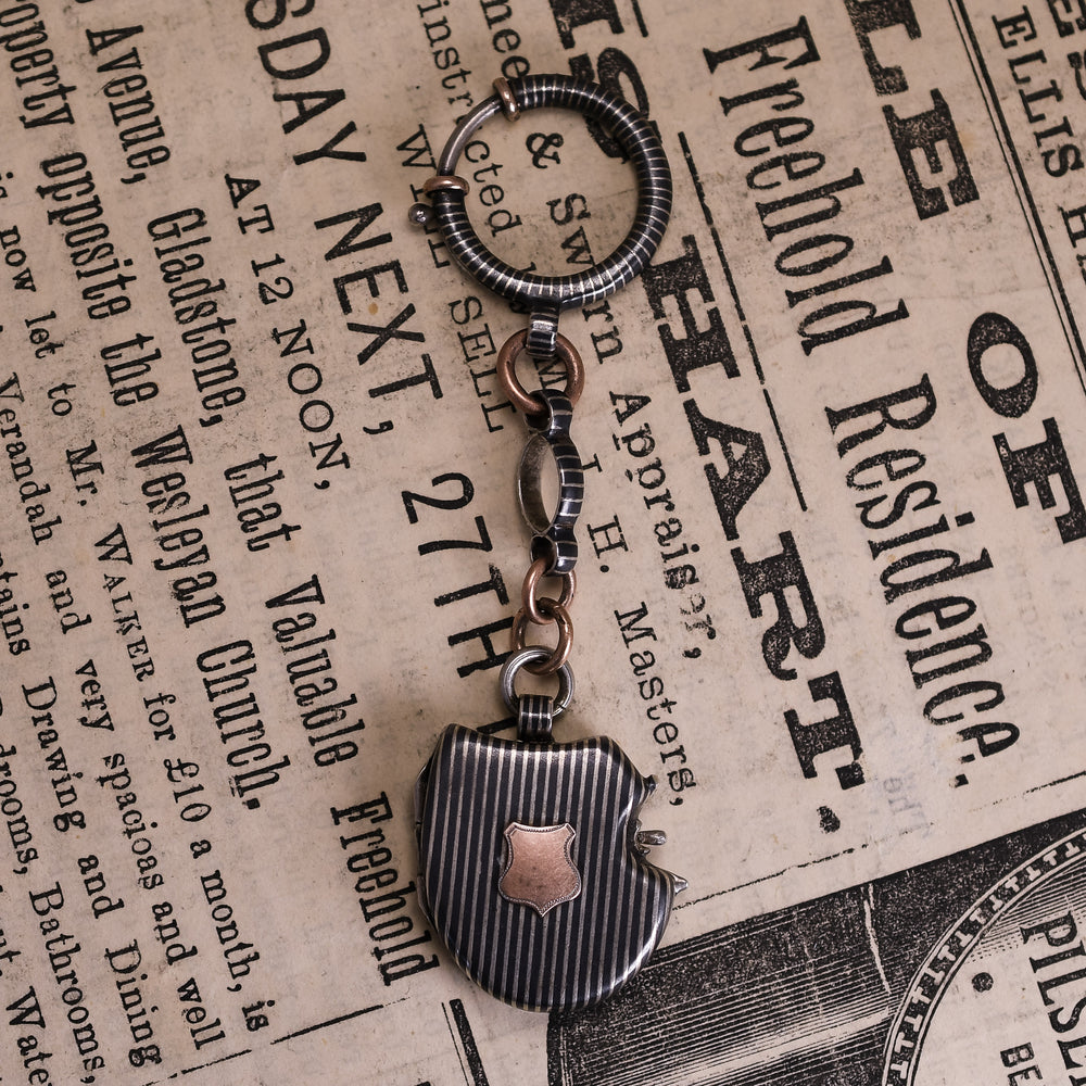 Victorian Niello Silver Saddle Locket