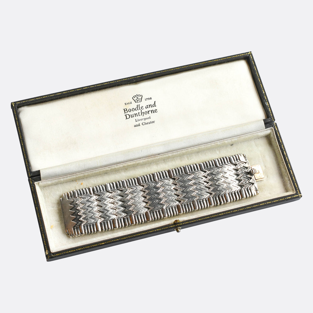 Vintage Diamond & Sterling Silver Statement Bracelet