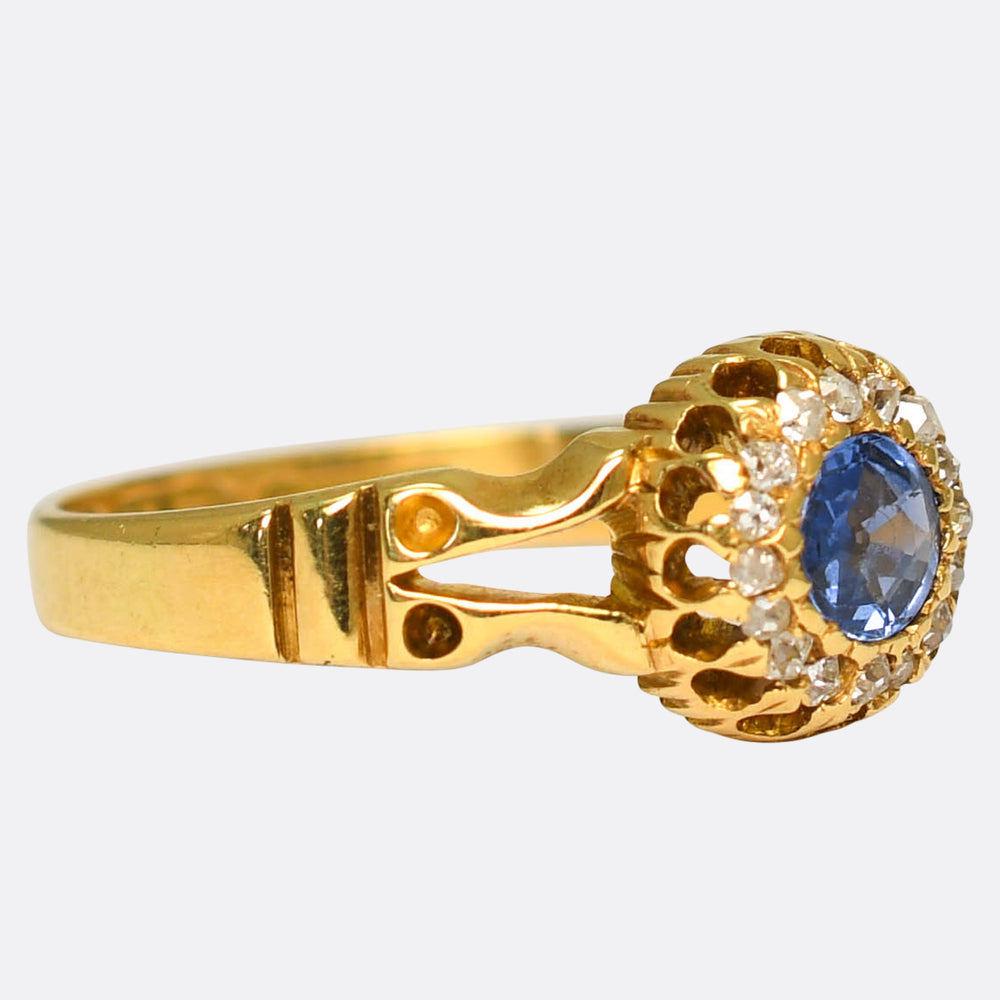 Victorian Sapphire & Diamond Cluster Ring