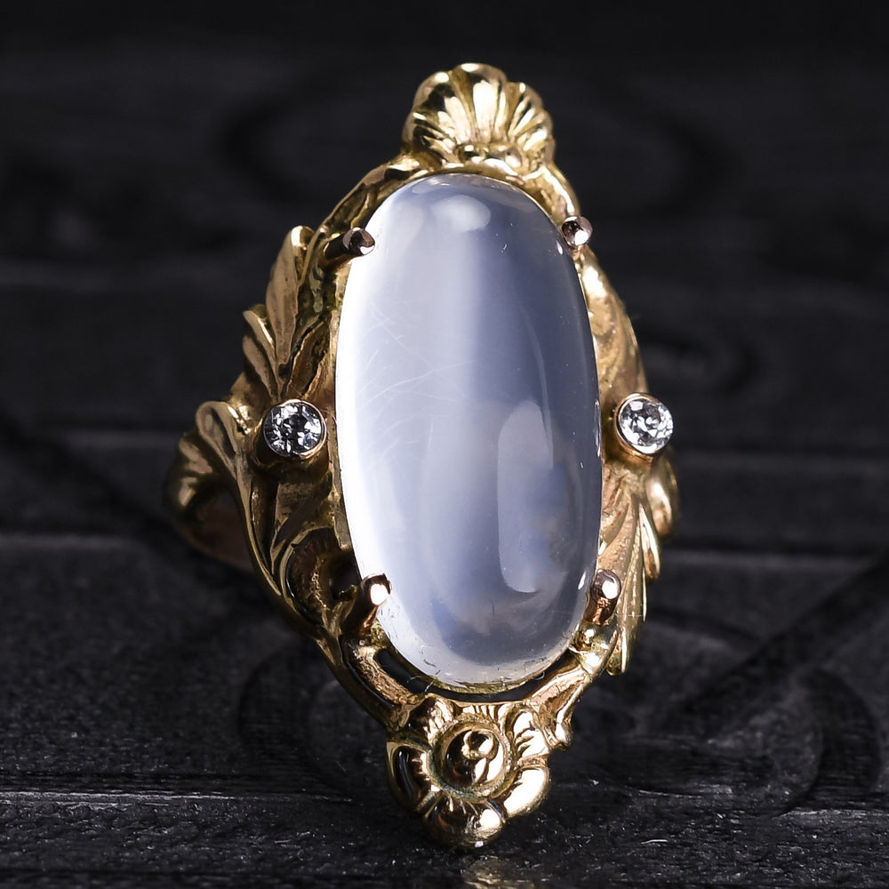 Art Nouveau Moonstone & Diamond Ring