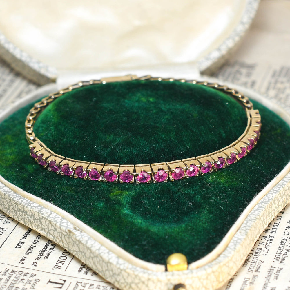 Vintage 2.6ct Ruby 14k Gold Bracelet