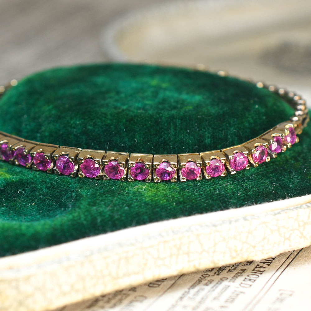 Vintage 2.6ct Ruby 14k Gold Bracelet