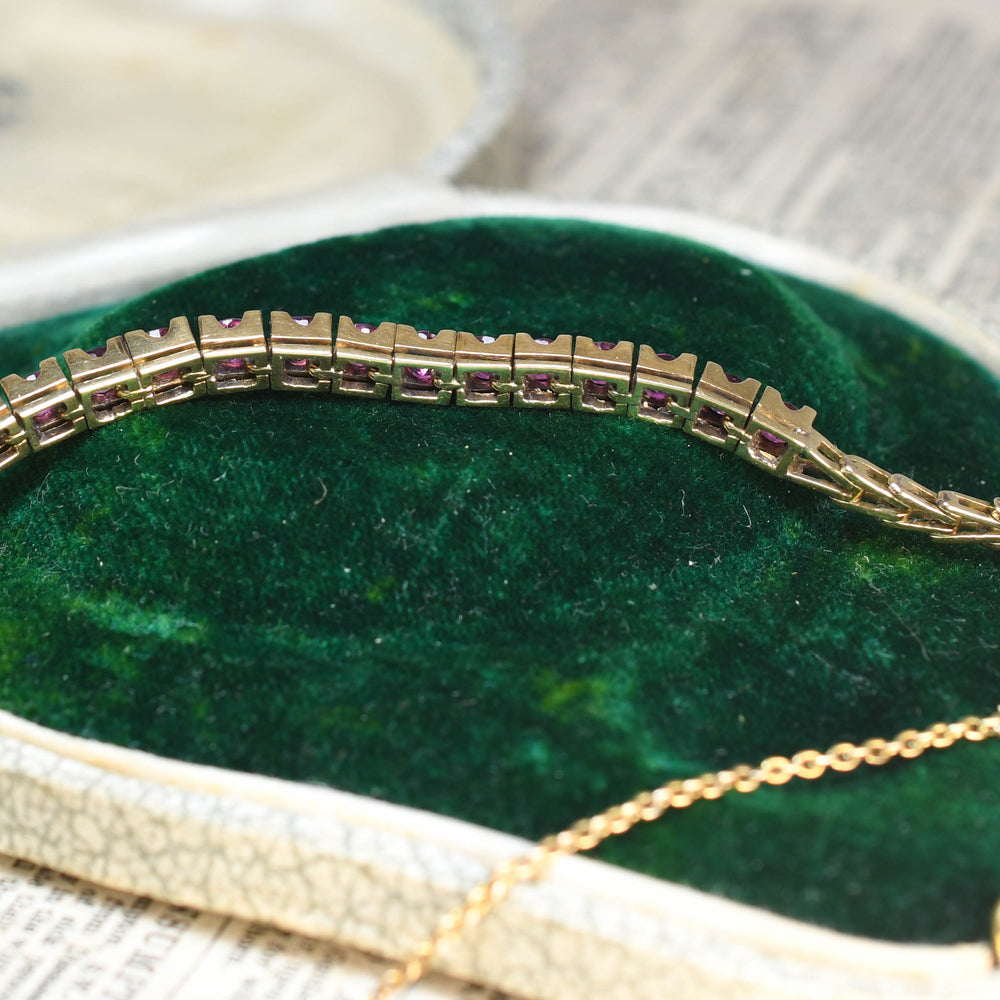 Vintage 2.6ct Ruby 14k Gold Bracelet