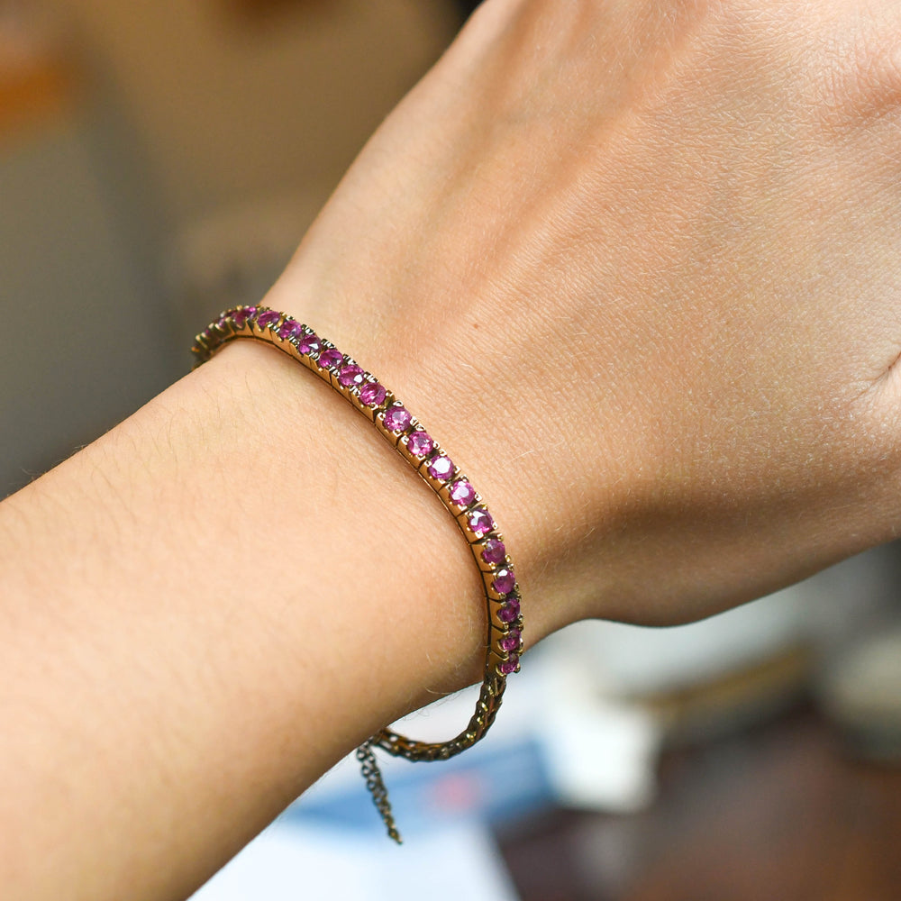 Vintage 2.6ct Ruby 14k Gold Bracelet
