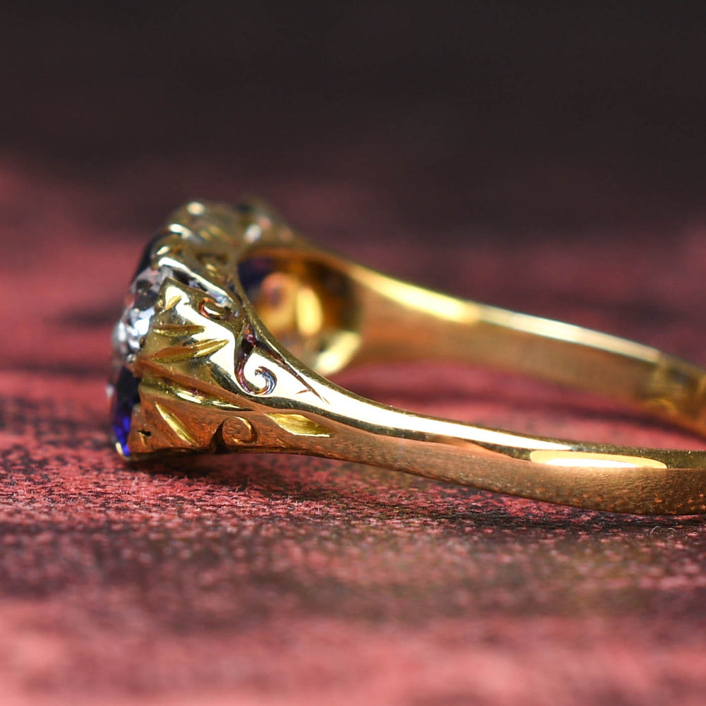 Victorian Sapphire & Diamond Chequerboard Ring