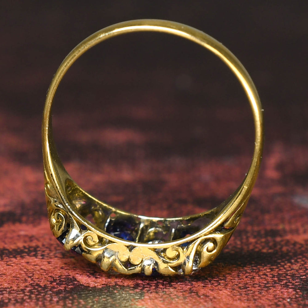 Victorian Sapphire & Diamond Chequerboard Ring