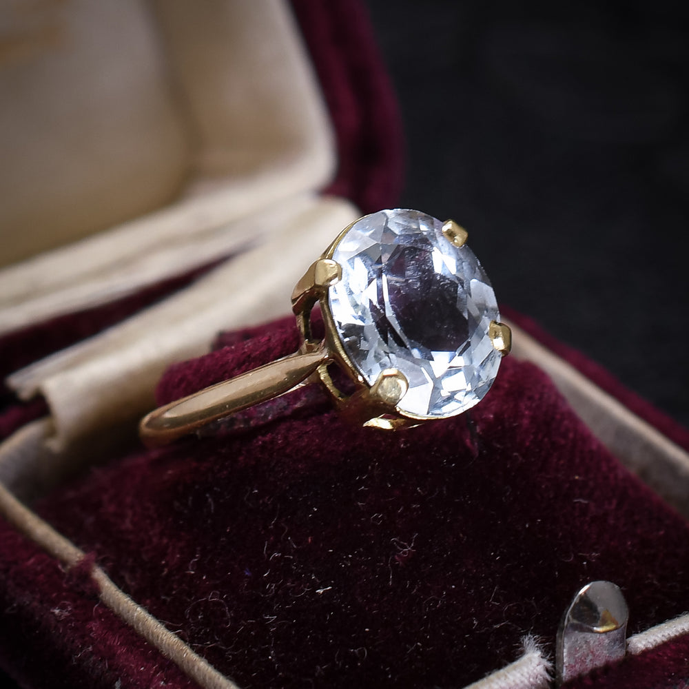 Art Deco Aquamarine Solitaire Ring