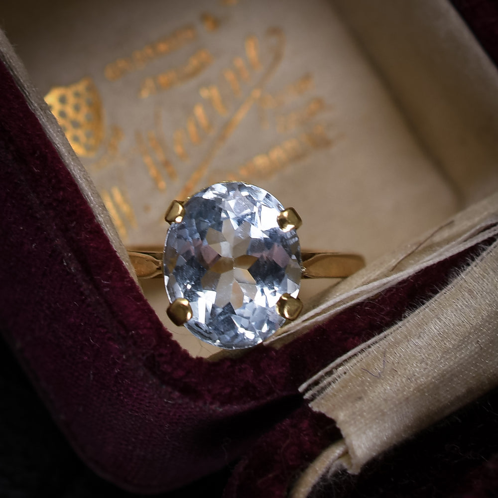 Art Deco Aquamarine Solitaire Ring