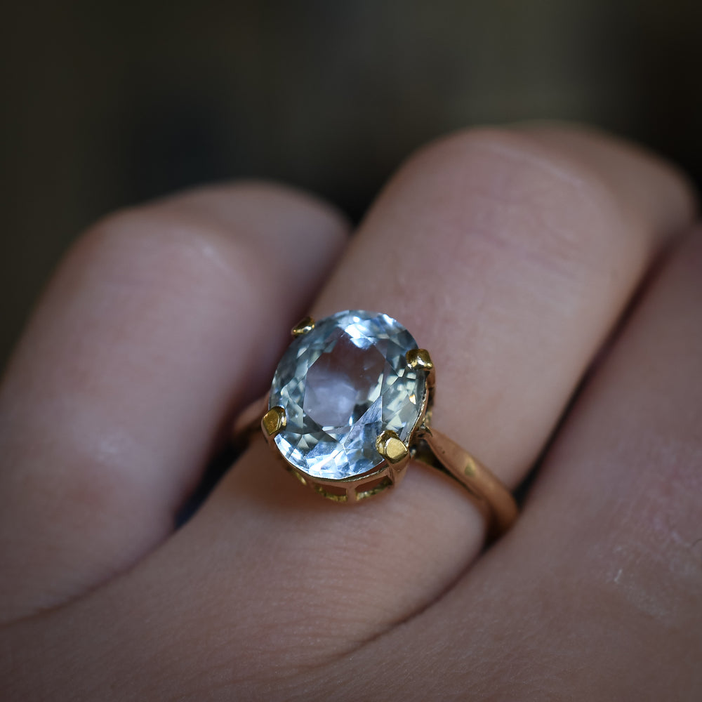 Art Deco Aquamarine Solitaire Ring