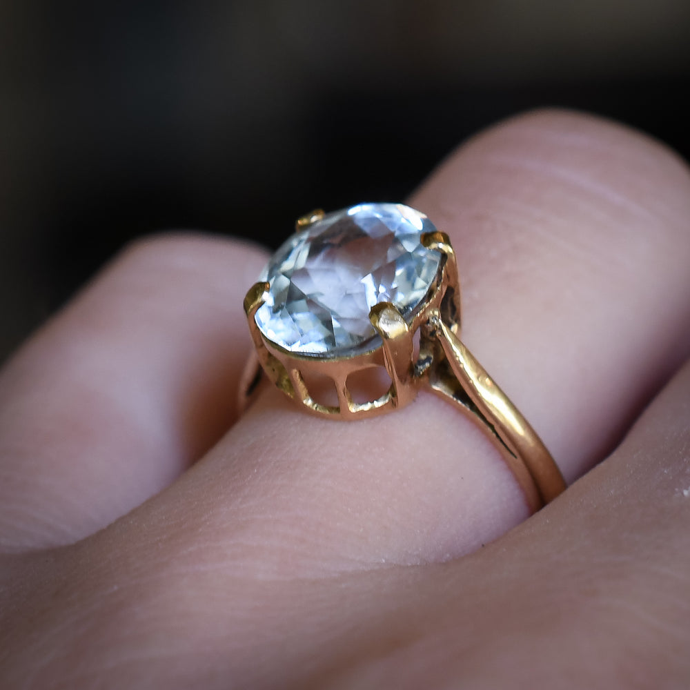 Art Deco Aquamarine Solitaire Ring