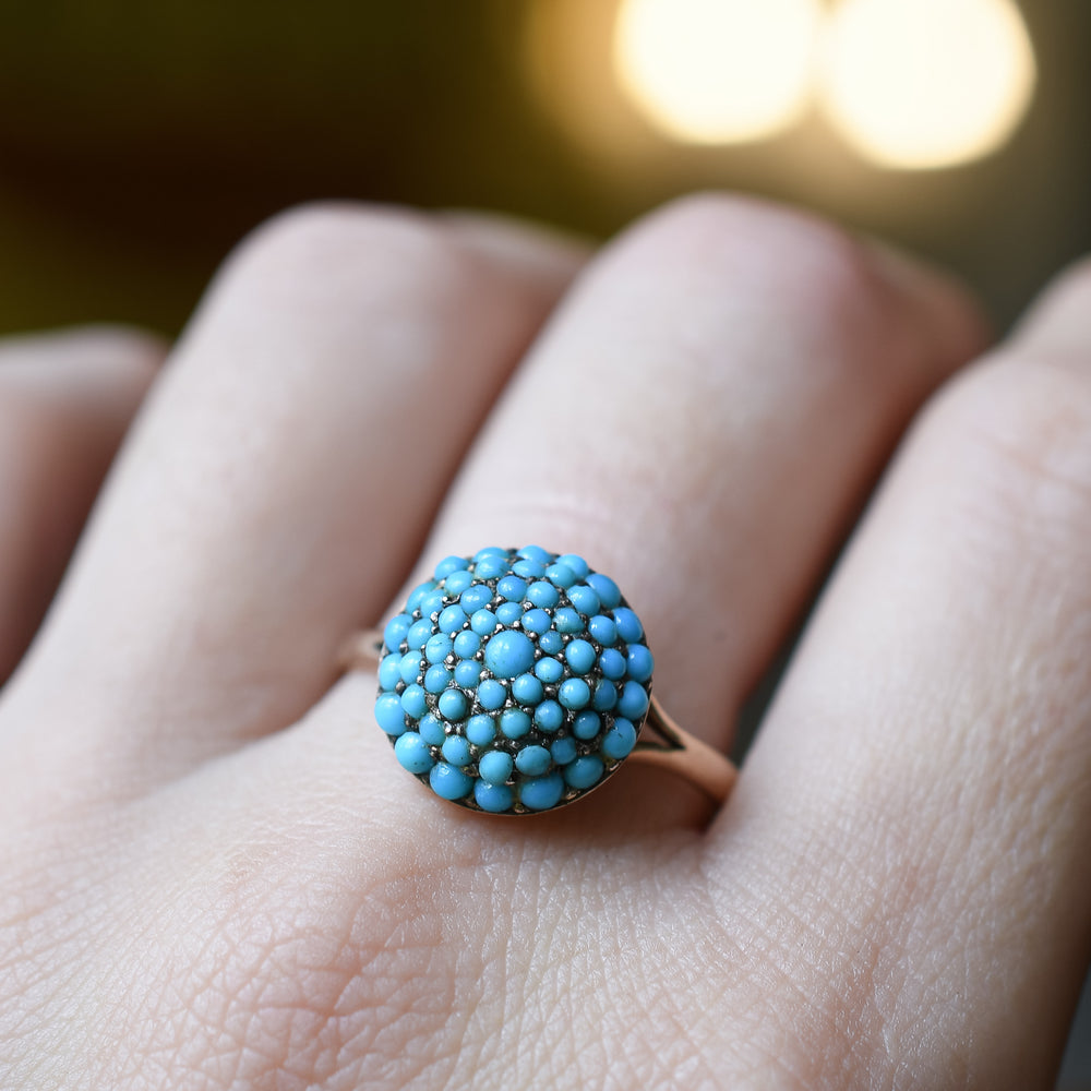 Victorian Pavé Turquoise Bombé Ring