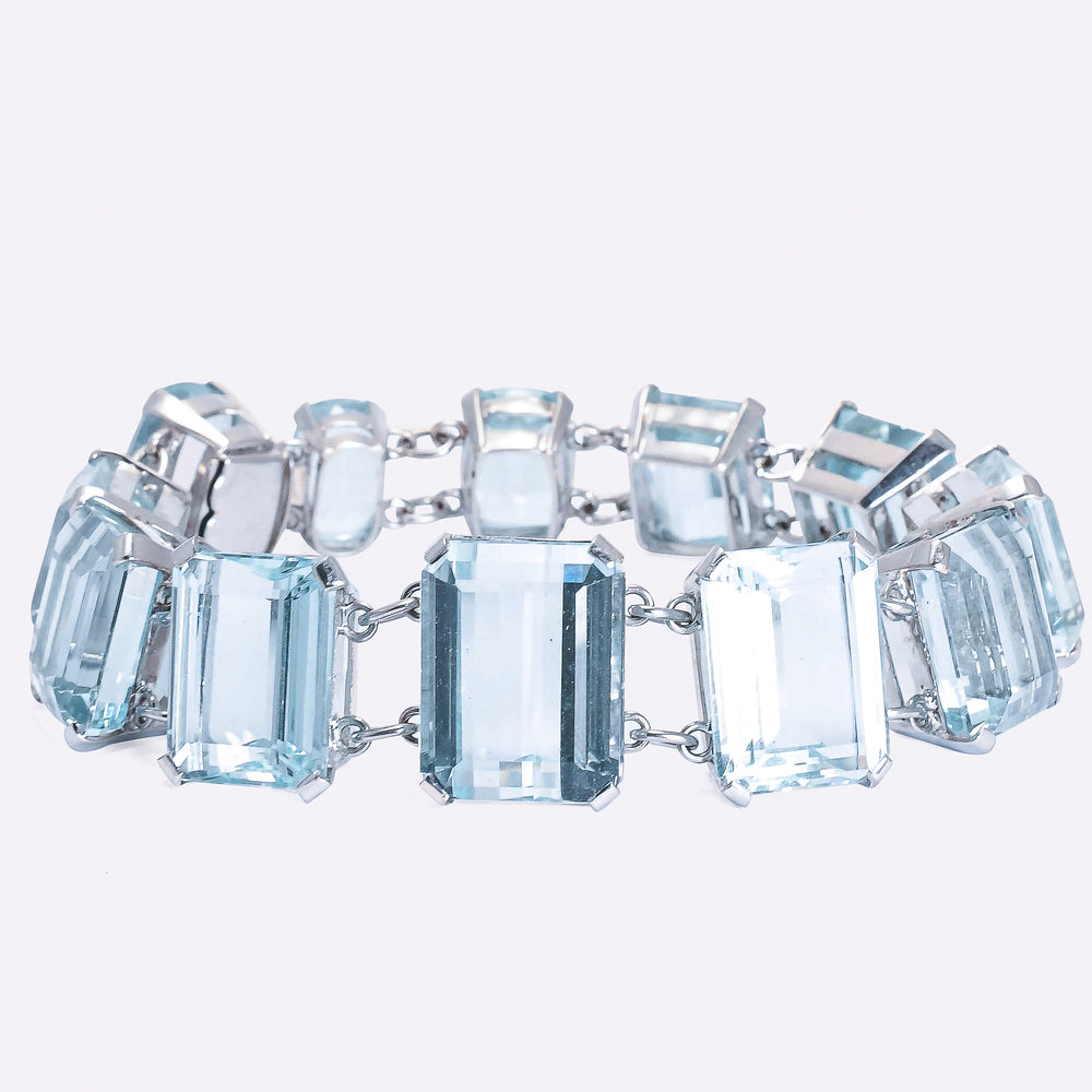 Art Deco 107.5ct Aquamarine Bracelet