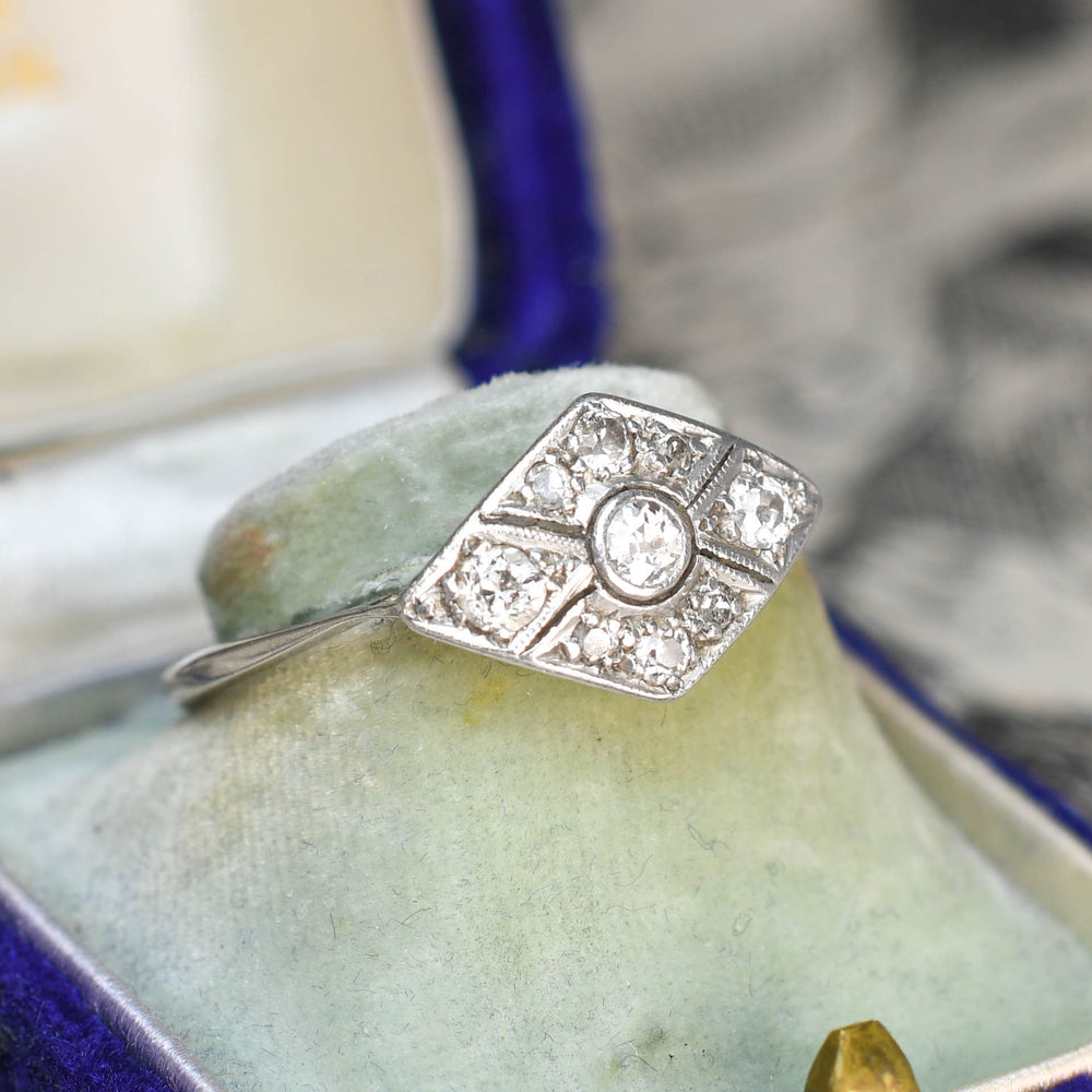 Art Deco Diamond Rhombus Cluster Ring