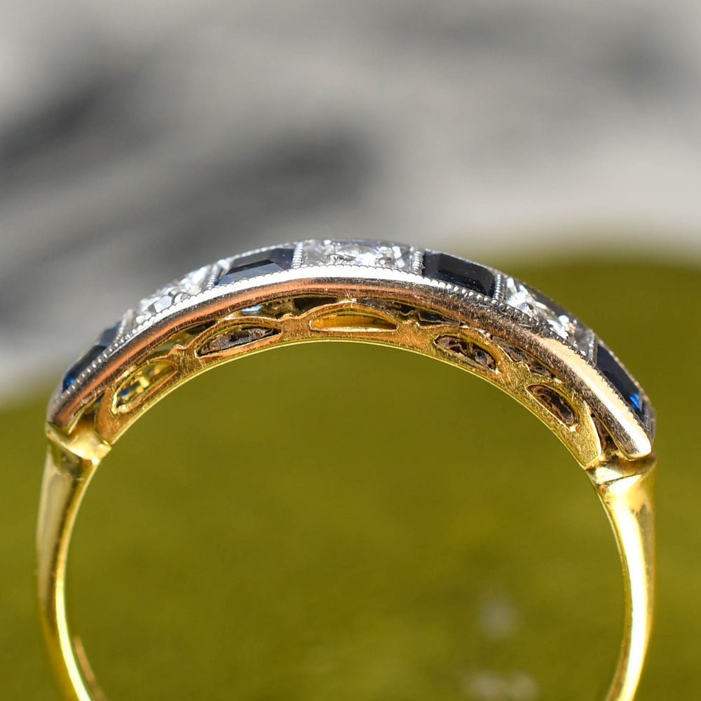 Art Deco Sapphire & Diamond Half Eternity Ring