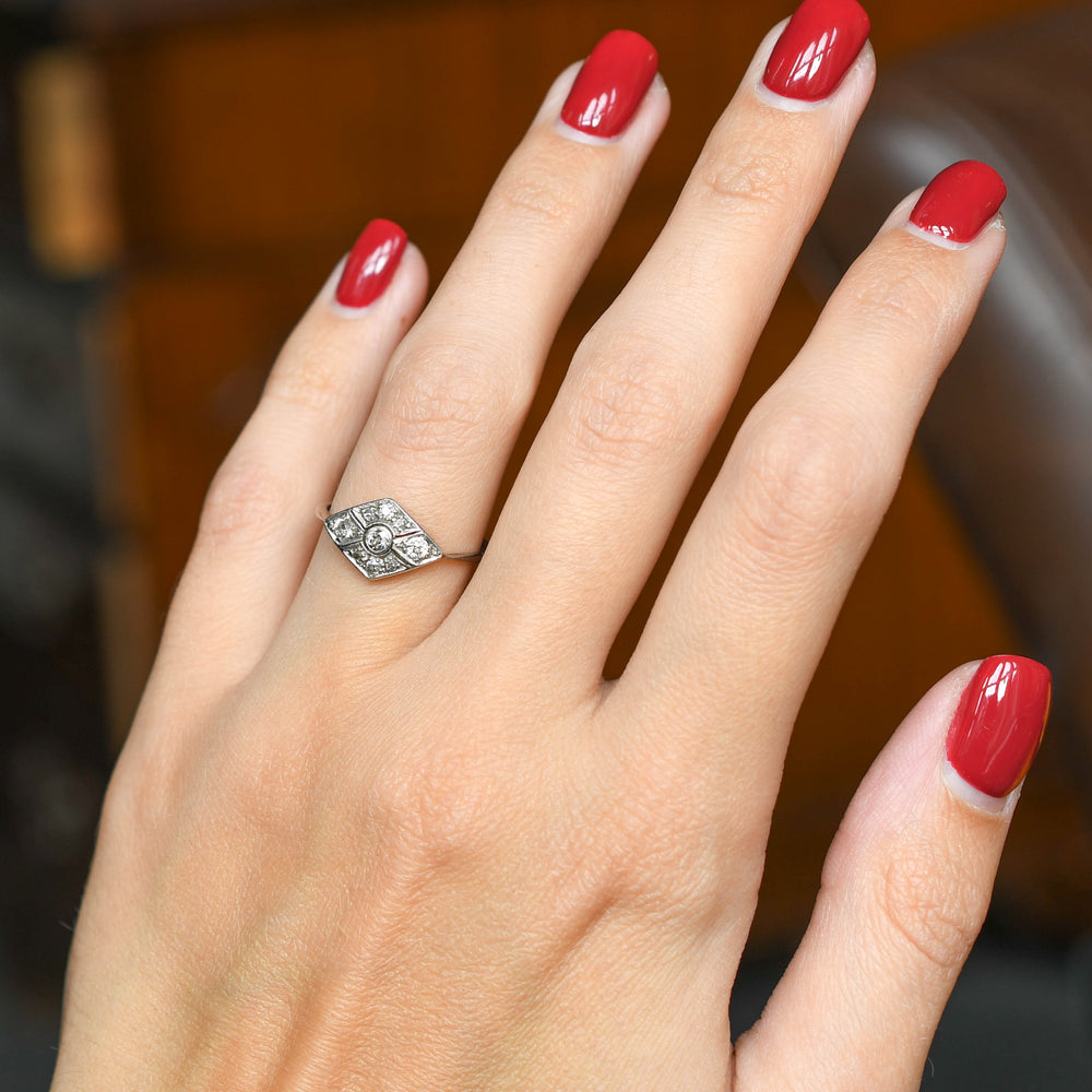 Art Deco Diamond Rhombus Cluster Ring