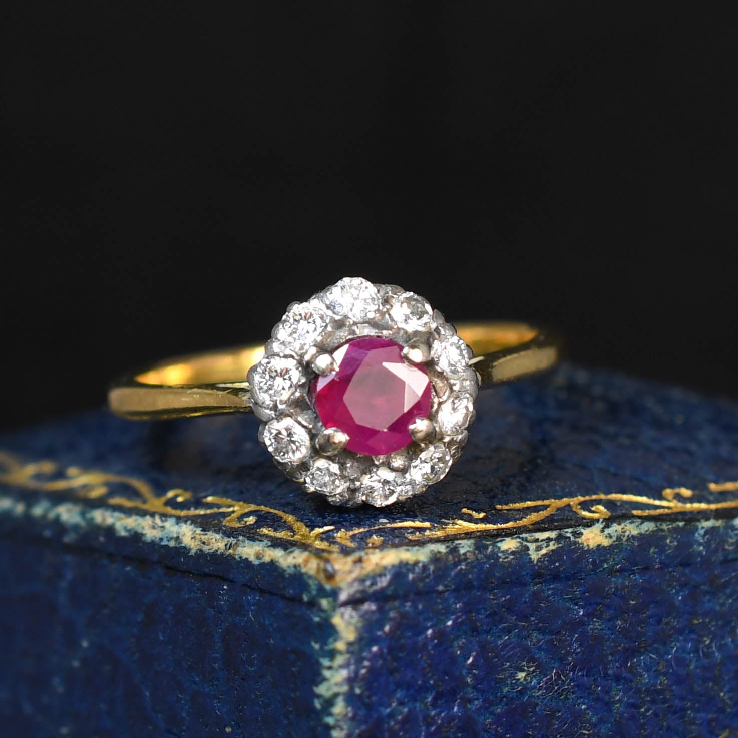 Diamond Cluster Ring Ruby Lane Antique Rings Victorian Ruby
