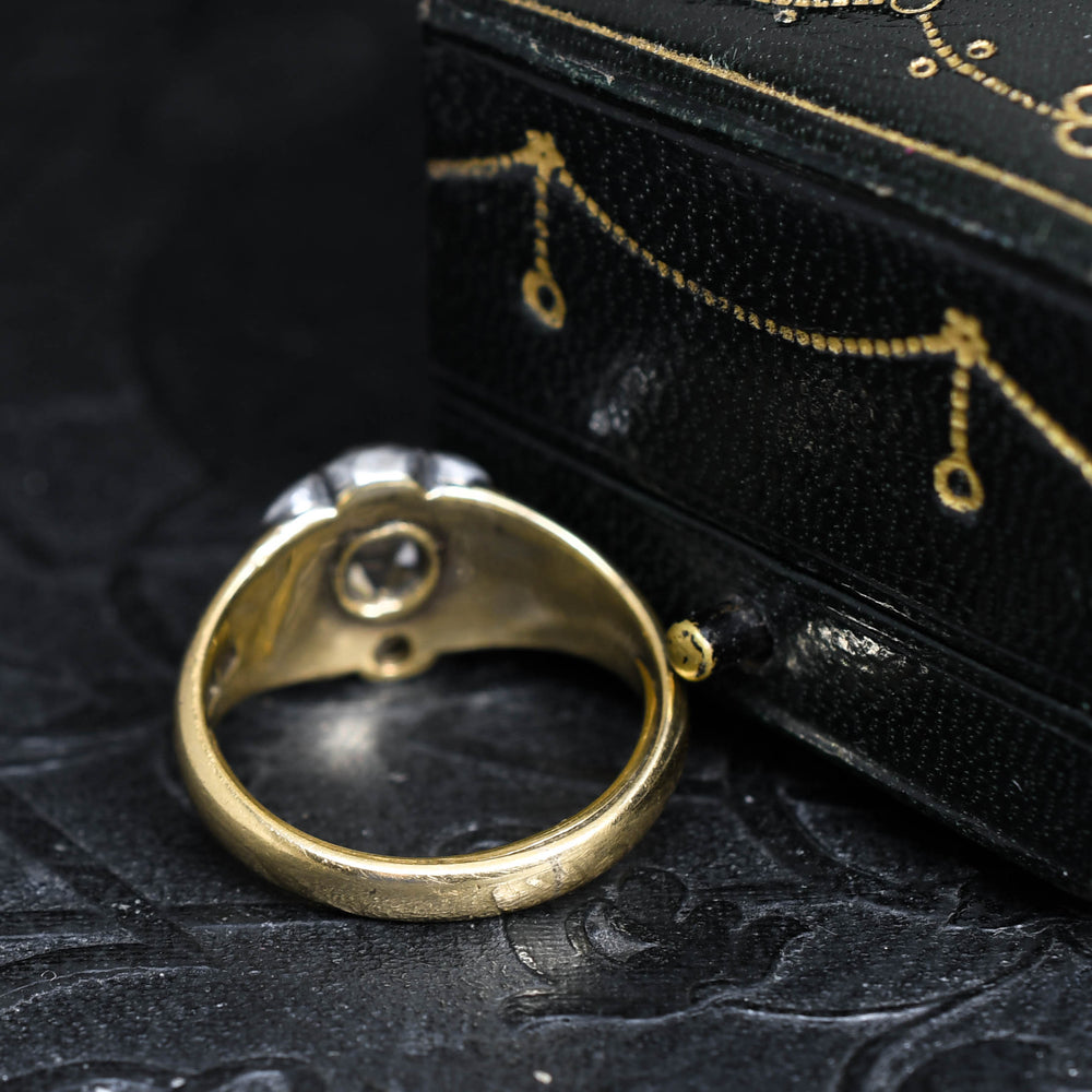 Mid-Victorian Rose Cut Diamond Flower Cluster Ring